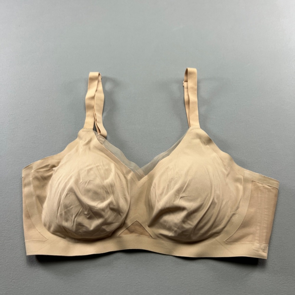 Honeylove Crossover Bra Womens 1X Beige Stretch Molded Cups Adjustable Straps